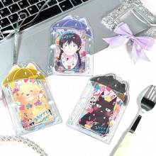 带钥匙扣的 Kpop 照片卡夹 Y2K 照片卡夹 Kpop 饰品夹 可爱照片卡钥匙扣 ID 公交卡夹 可爱 Kpop 配饰、学校用品、返校 - 彩色 - 查看 3