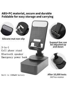 360° Adjustable Folding Phone/Tablet Stand + Power Bank + Atmosphere Light Multi-Function Wireless Bluetooth Speaker - A Must-Have Gadget For Slouchy People - Multicolor - View 3