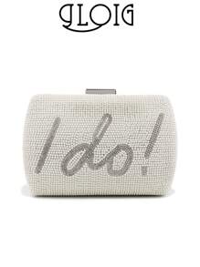 Letter Pearl Women Evening Bags Rhinestones Beading Chain Shoulder Handbags I DO Love Crystal Glitter Elegant Box Clutch Ladies Decorated Perfect HandbagsLetter Pearl Women Evening Bags Rhinestones Beading Chain Shoulder Handbags I DO Love Crystal Glitter Elegant Box Clutch Ladies Decorated Perfect Handbags - White - View 1