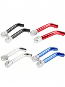 2pcs Aluminum Alloy Bike Handlebar Grip Set, Includes Sleeves In Red, Blue, Black, Silver, Cycling Gear