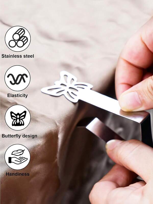 Paquete de 6/12 clips para mantel de acero inoxidable premium, pinzas antideslizantes resistentes a la oxidación y decorativas, para camping, restaurantes y uso doméstico, clips para manteles a prueba de oxidación, perfectos para eventos al aire libre y uso diario