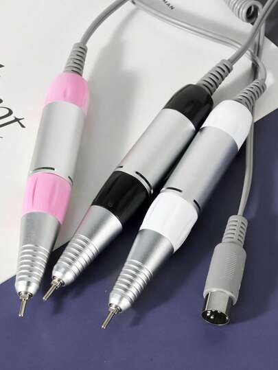 Bolígrafo eléctrico para pulir uñas con cabezal de pulido y cabezal de molienda - Herramienta de cuidado de uñas con velocidad ajustable con cable, para uso doméstico y bricolaje, juego de manicura silencioso (enchufe DC2, diseño amigable para principiantes), cuidado de uñas