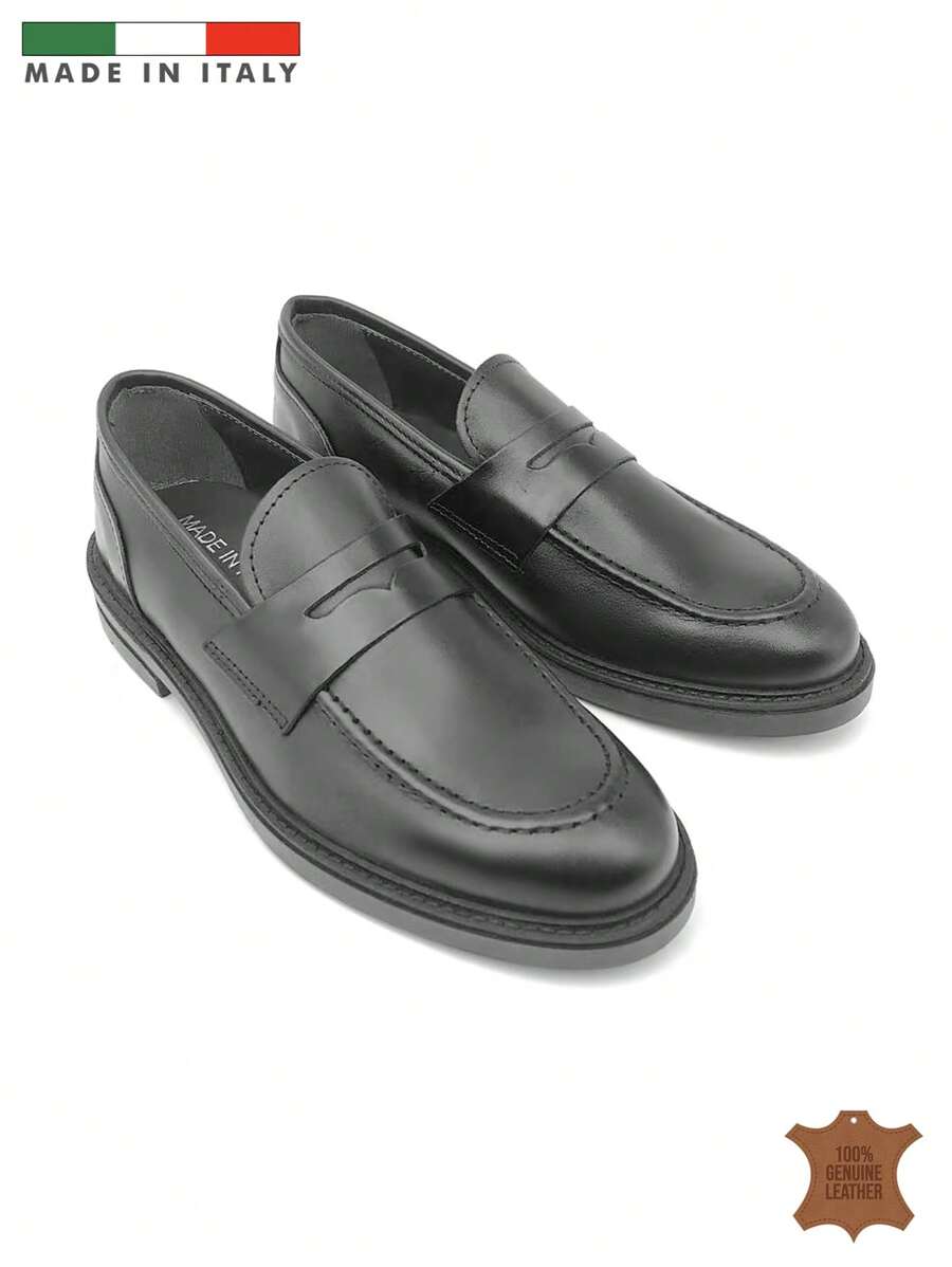 Handcrafted Italian Suede Leather Loafers - Black - View 1