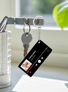LICVIC 1/2 piezas Llavero personalizado de reproductor de música de acrílico, llavero personalizado con placa de canción, llavero personalizado con foto/texto/canción, llavero personalizable, 7x3cm, negro/blanco/transparente, adecuado para novio, novia, parejas - Multicolor - Ver 7