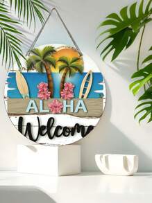 1 件欢迎来到夏季椰子树、花朵、帆船设计元素 2D 高清平面印刷经典圆形标志采用优质木材制成墙面装饰、家居装饰、标牌装饰、多用途壁挂用于入口、多功能场景 - 歡迎來到夏季 - 查看 7