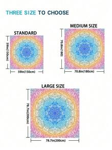 1pc New Beach Rug Rectangle Lightweight Outdoor Multipurpose Waterproof Sandproof Ocean Flower Beach Blanket With Light Blue Gradient Pattern Beach Essentials