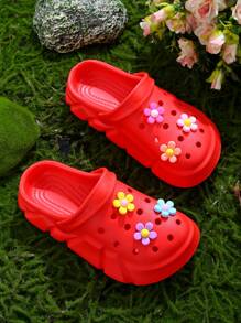 HOEASE Cute Cartoon Flower Design Clogs For Girls, Breathable Non-Slip Slip-On Sandals, Indoor Outdoor Beach Shoes Garden Shoes For All Seasons