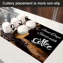 1pc Rubber Stove Protector For Coffee Lovers - "A Good Day Starts With Coffee" Design, Durable Polyester Kitchen Decoration For Home & Coffee Shop, Stove Top Protector