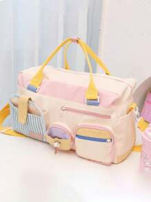 1 Peça Bolsa de Viagem Personalizada Fofa de Retalhos Coloridos, Bolsa de Academia Portátil de Grande Capacidade Multiuso, Bolsa de Mensageiro com Ombro, Bolsa de Bagagem Bordada com Letra Dobrável, Bolsa Yoga para Exterior, Adequada para Uso Diário ou Presente para Família, Amigos, Namorado/Namorada, Natal, Dia dos Namorados, Dia das Mães, Aniversário, Multiuso, Grande Capacidade, Versátil, Multicolorida, Fofa, Adorável, Compacta, Engraçada, Kawaii, Minimalista, Commuter, Casual Empresarial, Básica, Personalizada, Única, Customizada, Presentes Ideais para Ele, Presentes Ideais para Ela, para Aniversário, para Feriados/Férias, para Exterior/Saídas/Viagens/Trilhas/Estádio/Esportes/Escalada, para Negócios/Transporte/Trabalho/Escritório - Multicolorido - Visão 11