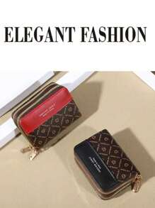 [Large Capacity] Women Large Capacity Wallet - Dual Zipper Short Wallet, Retro Clutch, Card Holder, Style, Durable Faux Leather, Multiple Card Slots, Zipper Closure - Suits Classic European-Style Wallet - Multicolor - View 11