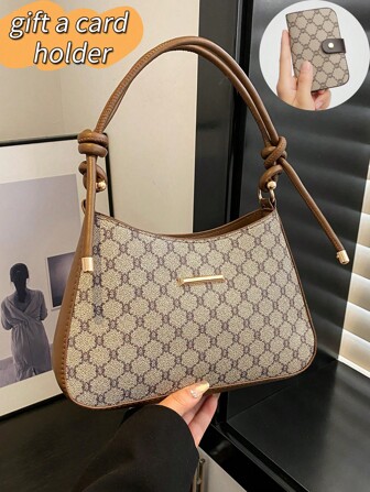 Women Large Capacity Retro Floral Underarm Shoulder Bag, Fashionable Casual Versatile