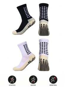 3 Pairs Men's Soccer Socks With Grip, Non Slip Anti Slip Athletic Socks With Cushion Pads For Football/Basketball - Multicolor - View 1