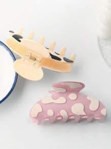 1 pieza Clip de pelo de acetato de celulosa con estampado de manchas de vaca, elegante y casual, regalo diario para amigos, accesorio para el cabello