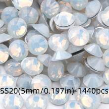 Serie ópalo redondo de cristal para aplicar con pegamento - piedras preciosas brillantes de 1,5-6,5 mm (0,059-0,256") para ropa, zapatos, bolsos, manualidades, bodas, Pascua, decoración del hogar - 1440/288 piezas (blanco/rosa pálido/azul/menta/colores surtidos)