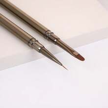 1 Stück mattmetallene Nagelstabbürste mit Schnur, Gelnagelbürste