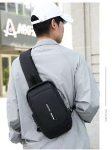 Men Chest Bag, Multifunctional Password Lock, Motorcycle Bag, Waterproof And Anti-Theft, Men Bag, Business Shoulder Bag Crossbody Bag, Sling Bag, Multifunctional Waterproof Scratch Resistant And Wear-Resistant With Combination Lock Anti Theft Travel Essentials Office Supplies (Random Lining Color) - Black - View 4