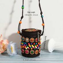 1pc Colorful Coin Purse Crossbody Bag, Coconut Shell Small Bag, Natural Craft Gift Suitable For Women Daily Use