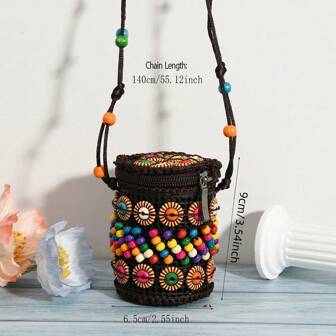 1 peça bolsa transversal colorida moderna para moedas, bolsa pequena de casca de coco, presente de artesanato natural adequado para uso diário feminino