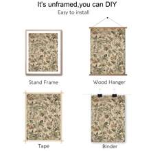 1 件无框仿古植物花卉复古墙壁艺术海报帆布印刷简约乡村农舍装饰复古绘画适用于宿舍、公寓、客厅、现代家居装饰 - 彩色 - 查看 7