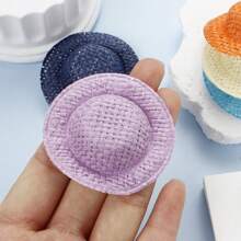 10 件装 5 厘米多色手工草帽迷你草帽适用于 DIY 工艺装饰配件、派对装饰