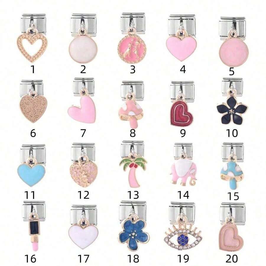 1pc Animal Flower Lipstick Pendant Modular DIY Daily Couple Fashion Stainless Steel Elastic Bracelet Accessory - Multicolor - View 1