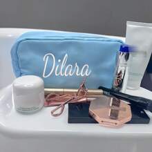 Bolsa de cosméticos personalizada bordada de nailon - Gran capacidad, plegable, ligera, cierre con cremallera, estilo básico - Ideal para viajes y uso diario (tamaño grande y extra grande), útiles escolares, vuelta al cole, regalos escolares, para la oficina, estudiantes de primer año, estudiantes de segundo año, estudiantes de cursos inferiores, multiusos, gran capacidad, versátil, multifuncional, colorido, lindo, adorable, sencillo, divertido, Kawaii, Y2K, minimalista, para ir y venir, casual de negocios, básicos, personalizado, único, regalos ideales para él, regalos ideales para ella, ella, familia, amigos, novia, para aniversarios, para cumpleaños, para vacaciones/viajes, para exteriores/salidas/viajes/senderismo/estadio/deportes/escalada, para negocios/ir y venir/trabajo/oficina
