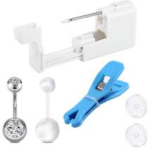 6Pcs/Sets Belly Button Piercing Kit Gun,Professional Body Piercing Kit,Belly Button Piercing Gun Navel Piercing Kit, Piercing Clamp Belly Kit For Women Belly Navel Piercing - Blue - View 9