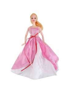 1pc 30cm Bride Doll Wedding Dress, Cute Plaything With Long Train