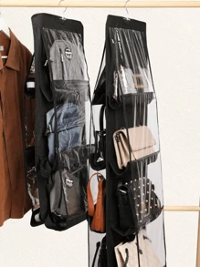 1pc Black Handbag Hanging Organizer Hanging Bag For Storage Handbag Wardrobe Hanging Organizers Handbag Organizer For Closet
