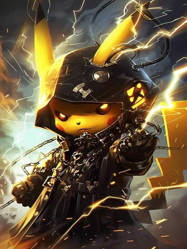 pokemon 5D DIY Diamant Malset - Cartoon, Animation, Pokemon - Pikachu, runde Acrylglas-Steine, Leinwand Handwerks-Set, Diamant-Kunst Malerei, Heim-Wanddekoration, Sammlerstück oder Geschenk für Feiertage