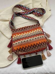 小包包女2025新款网红休闲旅行单肩包时尚女生斜挎流苏包 - 彩色 - 查看 7