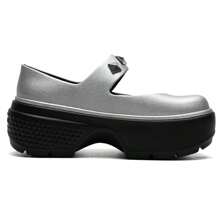 Crocs 男女通用雪屋金属玛丽珍户外沙滩浴室休闲拖鞋 210437-040 - 黑色-銀色 - 查看 2