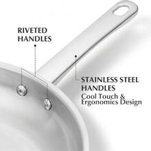 Stainless Steel Frying Pan, Small Skillets For Professional Cookware, Steel Cooking Pan With Stay-Cool Handle, Induction Compatible, Dishwasher Friendly, Oven Friendly To 450℉ - 銀色 - 查看 9