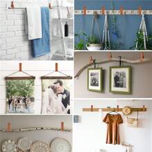 6pcs Faux Leather Wall Hooks, Faux Leather Curtain Rod Brackets, Faux Leather Straps, Faux Leather Towel Hanging Hooks, Free Screws, Suitable For Bathroom, Kitchen, Bedroom, Curtain Rod Brackets, Wooden Curtain Rod Rings With Straps, Towel & Blanket Hanging Hooks - Multicolor - View 6