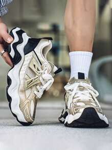 Men's Spring/Summer Wave Thick Sole Cushion Anti-Shock Casual Low-Top Rope Fashion Chunky Sneakers
