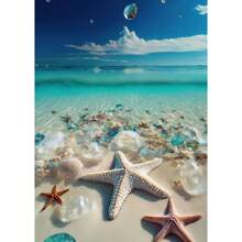 1pc Landscape Sky Blue Beach Shell Modern Posters Canvas Painting Beautiful Wall Arts Living Room Home Decor No Frame - Multicolor - View 11