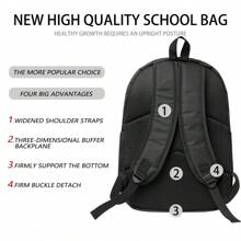 1pc Personalised Backpack, Black Rucksack, Custom School Bag, Back To School Gifts, Black Backpack