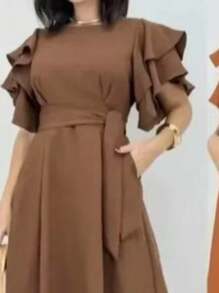 TRICOZHU SLEEVELESS SUMMER DRESS PLAIN PRINT Party Women's Long Evangelical Fashion Wedding Godmother