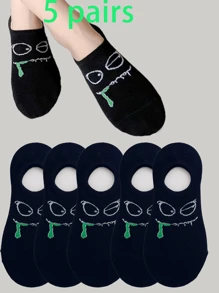 1/5 Pairs Women Funny Expression Invisible Socks, Suitable For Spring And Summer Wear - Multicolor - View 6