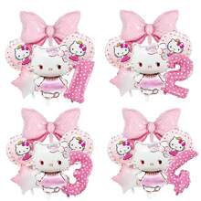 Sanrio Number Balloon Set,  Cute Birthday Package Decorations,  Cartoon Foil Balloon, Digital Printed Balloons,  Birthday Party Decor Balloon Set,  Pink Cute Theme Party Balloon Decoration Combo,  Room Wall Background Creative Decoration