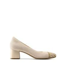 Women's Chunky Low Block Heels Square Toe Work Pumps Comfortable Knitted Closed Toe Dress Wedding Shoes  For Casual, Formal, And Commute Wear - 杏色 - 查看 6