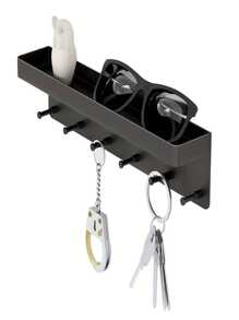 Suporte de Parede para Chaves com 6 Ganchos, Fácil Instalação, Material Plástico Moderno, Adequado para Quarto ou Banheiro para Guardar Chaves e Correspondência Decoração de Banheiro de Casa, Organizador de Banheiro, Volta às Aulas de Verão