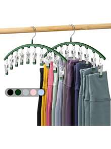 1 件衣架，可旋转挂架，节省空间的弧形衣架，适用于瑜伽裤和紧身裤 - 带 10 个夹子的壁橱整理器，裤子袜子衣架，适用于服装店情人节、情人节婚礼、生日 - 彩色 - 查看 15