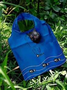 1pc/Cartoon Foldable Shopping Bag/Carry-On Portable Large-Capacity Shoulder Bag/Supermarket Bag/Storage Type Hanging Bag/Lightweight And Large-Capacity Shopping Bag/Can Be Folded Up To Become A Cute Cat Or Dog.