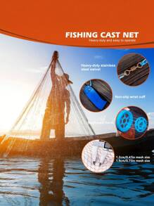 Goture 1pc Casting Net Throwing Fishing Cast Net Freshwater Saltwater, Tire Line Mesh, Throw Casting Net For Baitfish, Fishing Gear - Multicolor - View 8