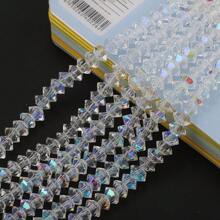 95pcs 6mm Crystal Glass Middle Hole Saucer Beads, Electroplated Colorful DIY Accessories For Shoes, Clothing, Hats, Phone Chains, Jewelry Making