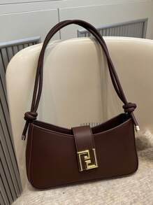 New Luxury Simple Solid Color Versatile Women Shoulder Bag - Coffee - View 2