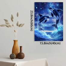 Framed 1 Wood Frame Canvas Poster Mural Orca Whale Killer Wave Perfect Wall Art Decoration For Bedroom, Office, Living Room And Can Be Used As A Gift