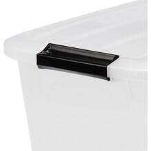 New- Storage Boxes With Lids, 60L, Set Of 4, Silver, Secure Closure, Stackable, Handles, For Bedroom, Closet, Office, Anisation, Plastic, Storage Boxes, NTB-60 - 45L x4 Schwarz - View 4