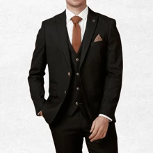 Modern Men's Tailoring – Slim Suit With Vest And Premium Fit - 黑色 - 查看 6